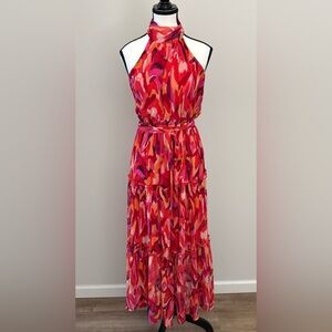 Vibrant Multicolor Halter Maxi Dress